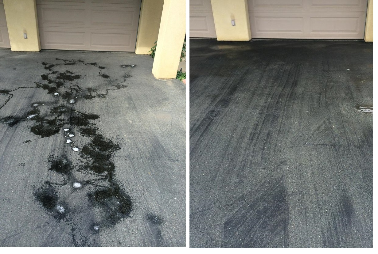 Asphalt Driveway Oil Removal by Washed Out Pressure Washing