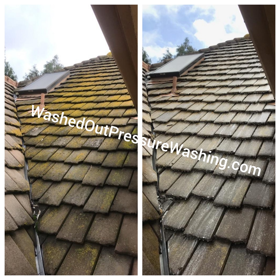 Flat Tile Softwash During by Washed Out Pressure Washing